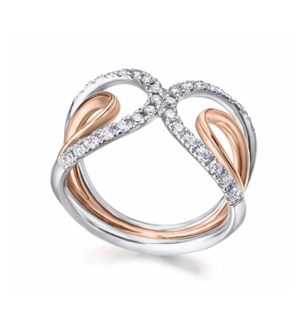Anillo oro rosa, blanco y Diamantes
