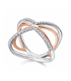 Anillo oro blanco, rosa y Diamantes