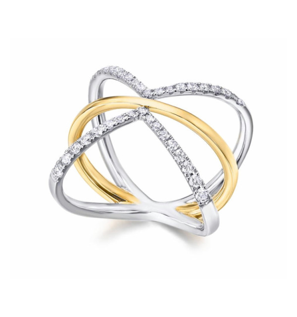 Anillo oro amarillo, blanco y Diamantes