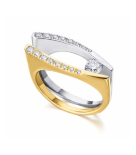 Anillo de  oro blanco, amarillo con Diamante