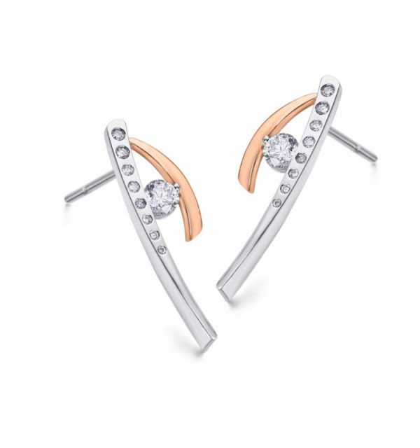 Pendientes oro rosa, blanco con Diamantes