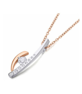 Colgante oro blanco, rosa y diamantes