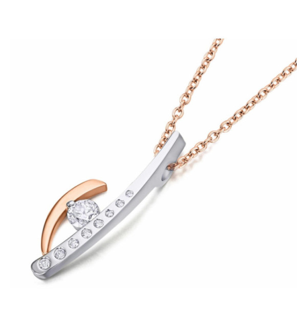 Colgante oro blanco, rosa y diamantes