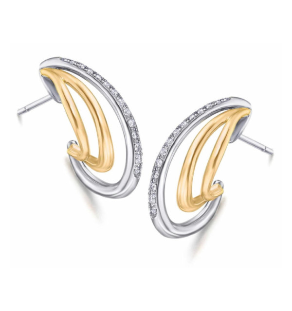 Pendiente oro blanco, amarillo con Diamantes