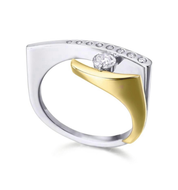 Anillo oro rosa, blanco y Diamantes