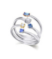 Anillo oro amarillo,rosa.blanco con Diamantes Azules