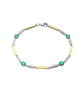 White and yellow gold bracelet with  Diamonds and Emeralds
