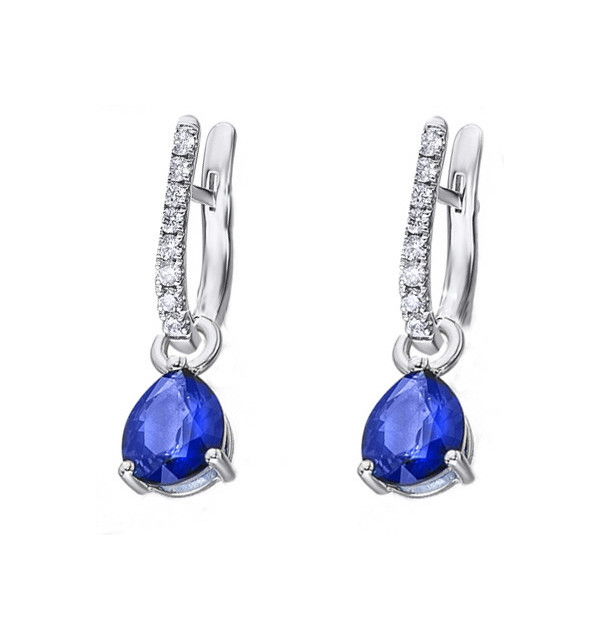 White gold earrings with Sapphire and Diamonds