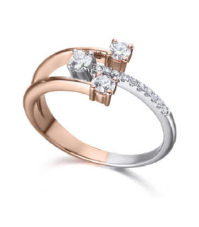 White and rose gold ring with Diamonds
