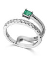 Anillo de  oro blanco con Esmeralda y  Diamantes