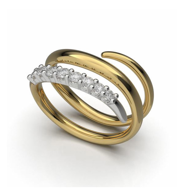 Anillo oro amarillo, blanco y Diamantes