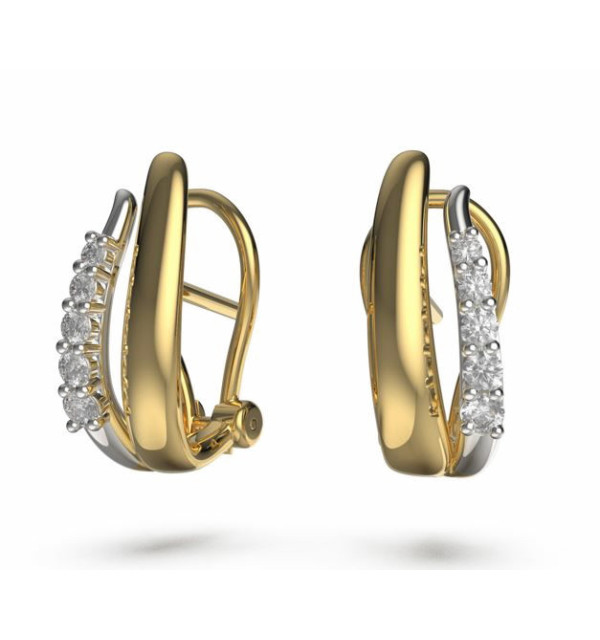 Pendiente oro blanco, amarillo y diamantes