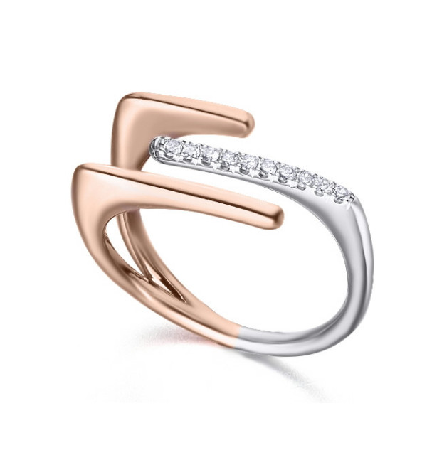 Anillo oro blanco,amarillo.Dmtes. 0,09 cts.