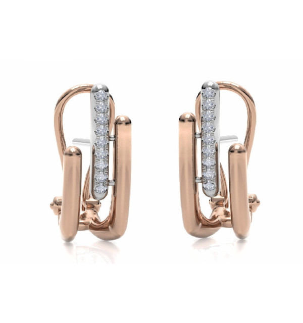 Pendientes oro blanco y rosa con Diamantes