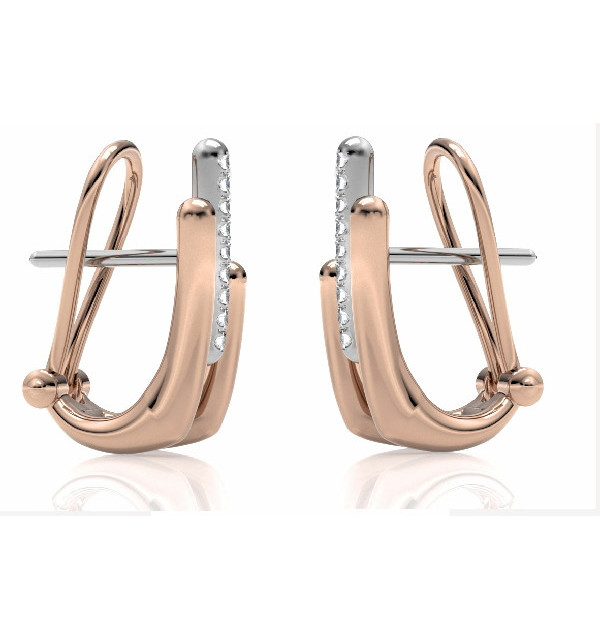 Pendientes oro blanco y rosa con Diamantes