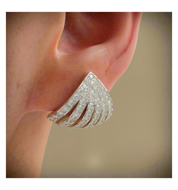 Pendiente oro blanco y diamantes