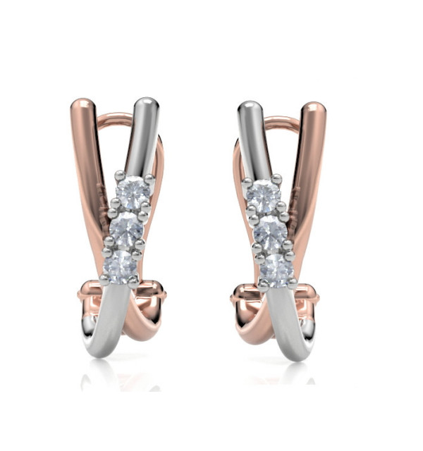 Pendientes oro blanco y rosacon diamantes