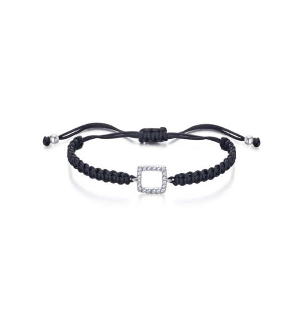 Pulsera macrame de oro blanco y diamantes