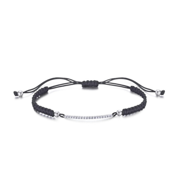 Pulsera macrame de oro blanco y diamantes