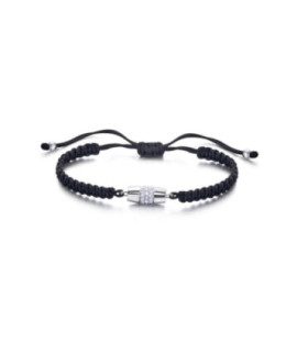 Pulsera macrame de oro blanco y diamantes