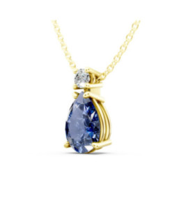 Colgante de  oro Amarillo con diamantes y zafiro.