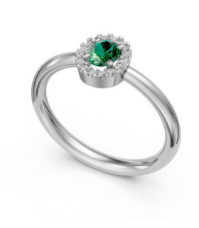Anillo bicolor con Diamantes y Esmeralda Natural.