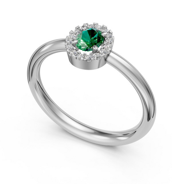 Anillo bicolor con Diamantes y Esmeralda Natural.