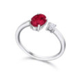 Anillo de  oro blanco con Rubí y  Diamantes