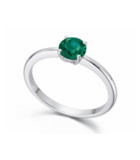Anillo de  oro blanco y  Esmeralda