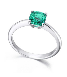 Anillo de  oro blanco y Esmeralda