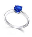 Anillo de  oro blanco y  Zafiro