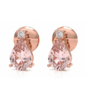 Pendientes de  oro rosa con Morganitas  y Diamantes